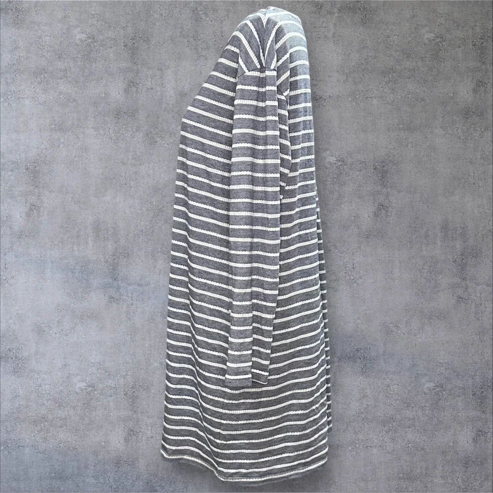 Sail To Sable Textured Knit Striped Long Sleeve Dress Size Large‎ Preppy Neutral